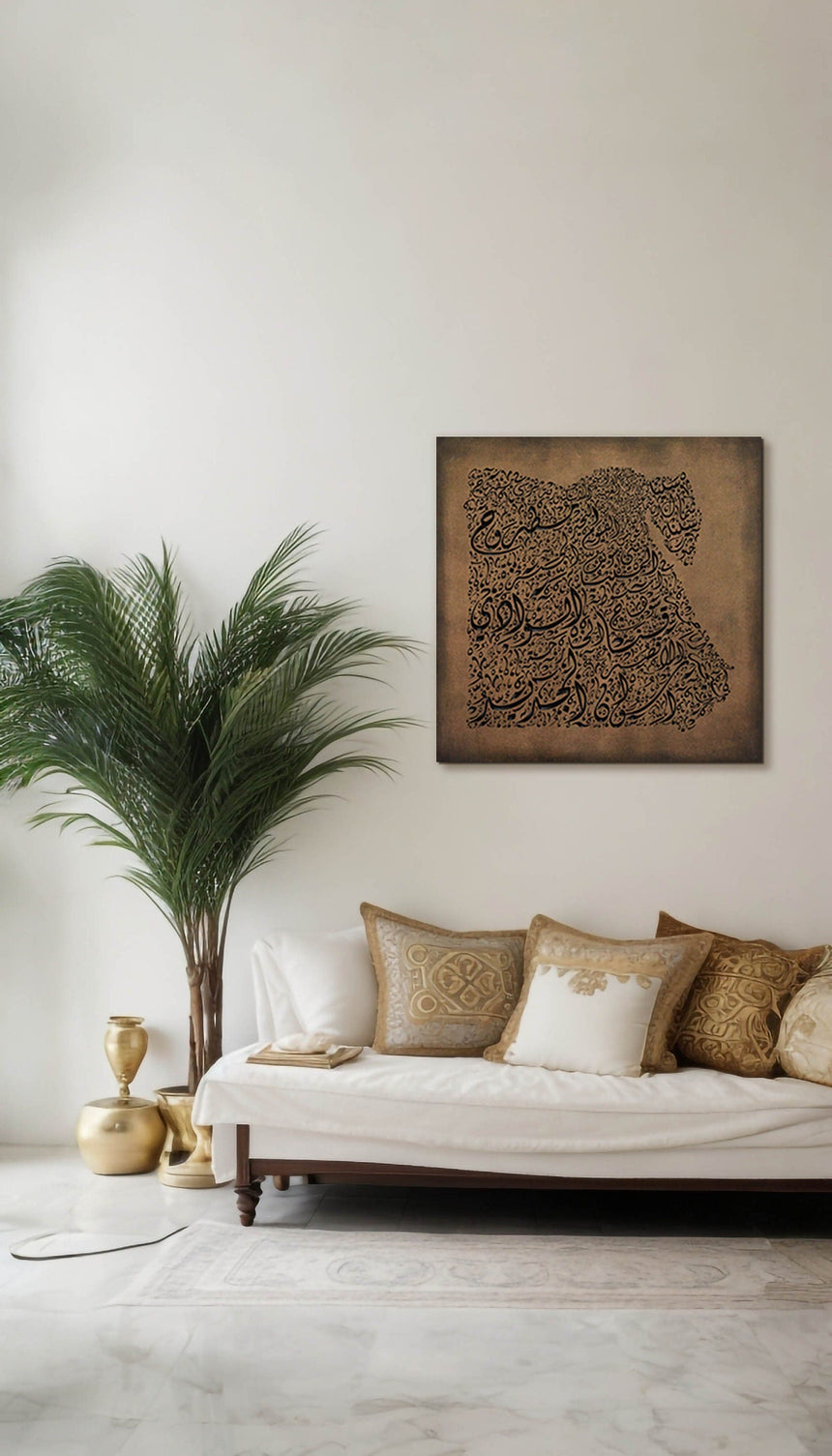 Egypt map featuring the names of its cities in a living room.