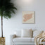 Syria map artwork displayed on a modern living room wall