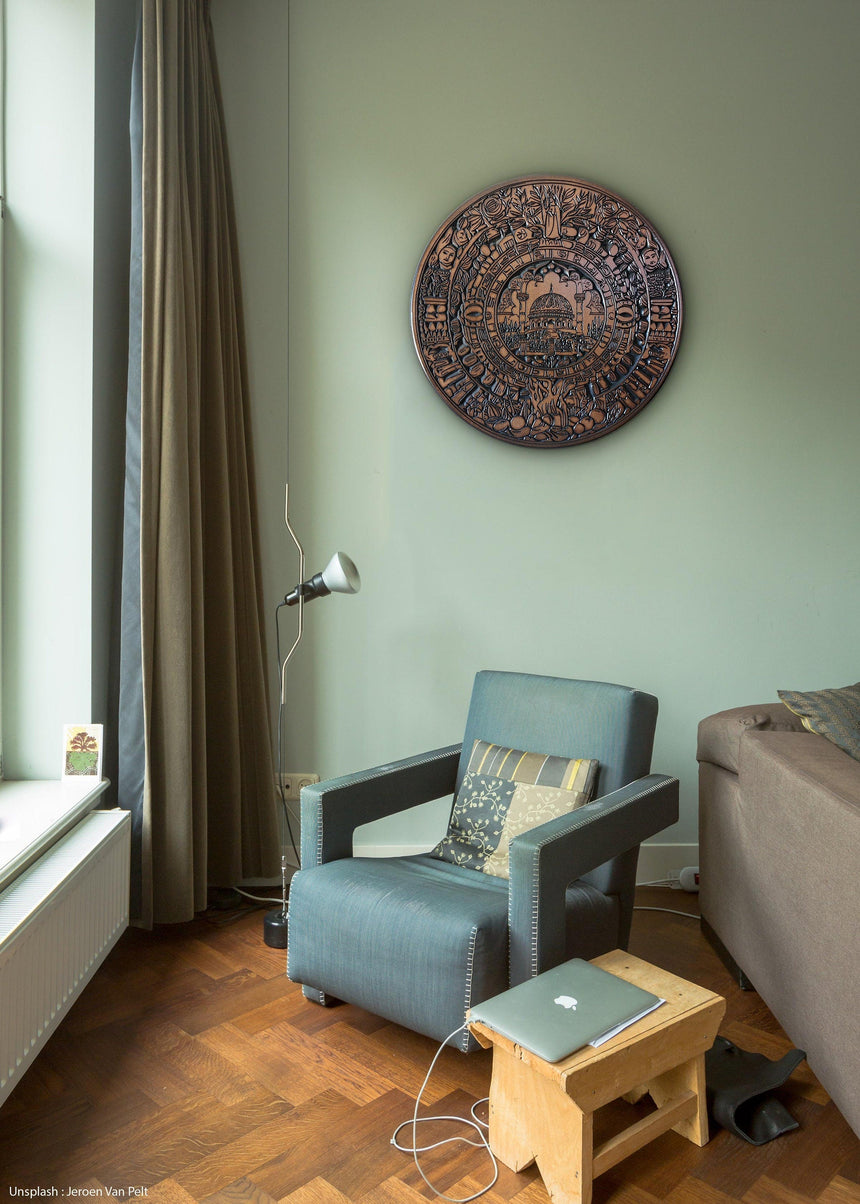 The Dome of the Rock, Aztec-inspired  art in a living room