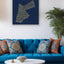 Jordan map, featuring the names of its cities in a living room