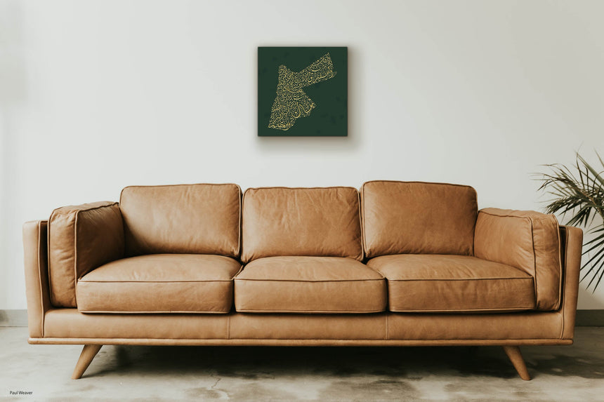 Jordan map, featuring the names of its cities in a living room