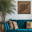 Syria map artwork displayed on a modern living room wall
