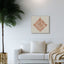 Carved wooden artwork of Surah An-Nas in a living room