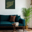 Syria map artwork displayed on a modern living room wall