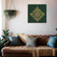 Carved wooden artwork of Surah Al-Ikhlas in a living room
