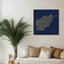 Afghanistan Map: Blue background, gold carve