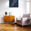 Lebanon map featuring the names of its cities in a modern living room.