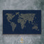 Carved wood artwork of the world map, carved in Diwani calligraphy featuring country names.
