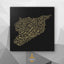 Syria Map: black background, gold carving