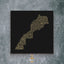 Morocco Map: Black background, Gold carving
